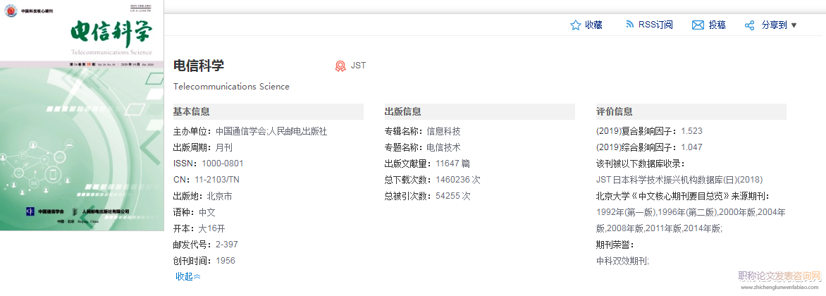 電信科學期刊投稿好發(fā)表嗎